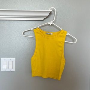 zara yellow crop top